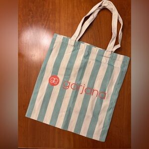 Gorjana Tote Bag with Teal and Cream Stripes